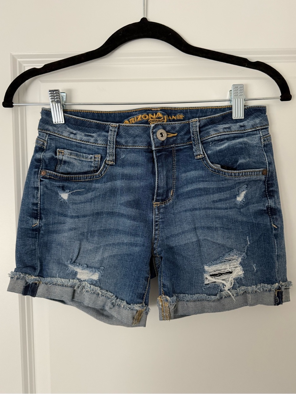 Arizona Jean Company Distressed Blue Denim Shorts